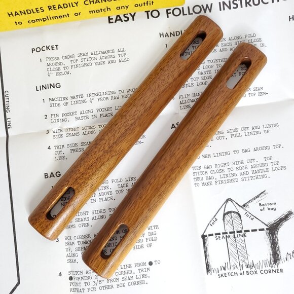 Vintage Wilco Island Bag Walnut Purse Handles Handbag Instruction Pattern Uncut - Picture 2 of 6